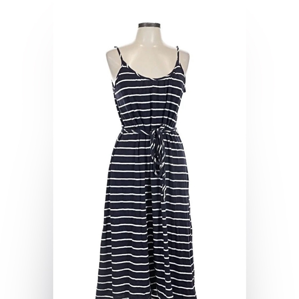 GAP Striped Navy  Cotton Tie-Waist Sleeveless Scoop Neck Dress, XXL